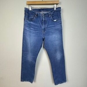 Levis Strauss Co 501 Mens Button Fly Blue Denim Jeans Classic Big‎ "E" Y2K 34x27